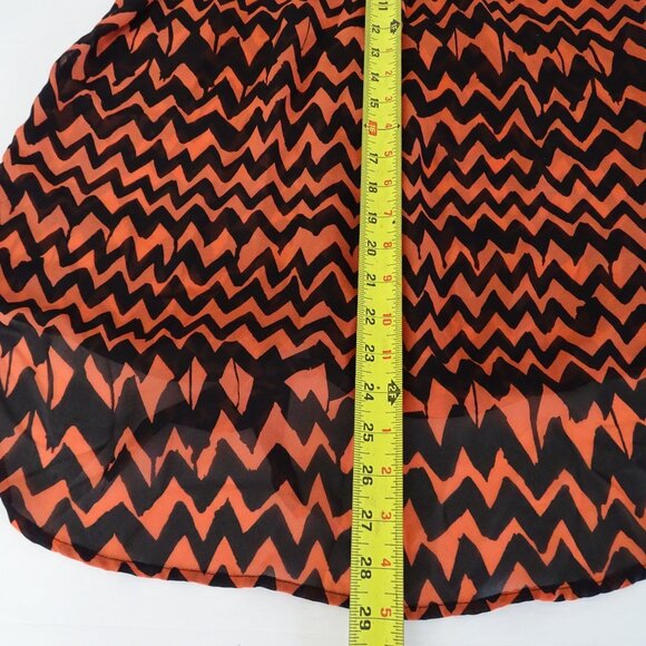 Wishful Park Sleeveless Chevron Sheer Tie Front Button up Top Women Size L Black - Picture 10 of 10